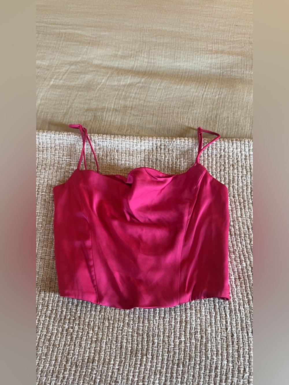 H&M Fuchsia Satin Cowl Neck Camisole Top